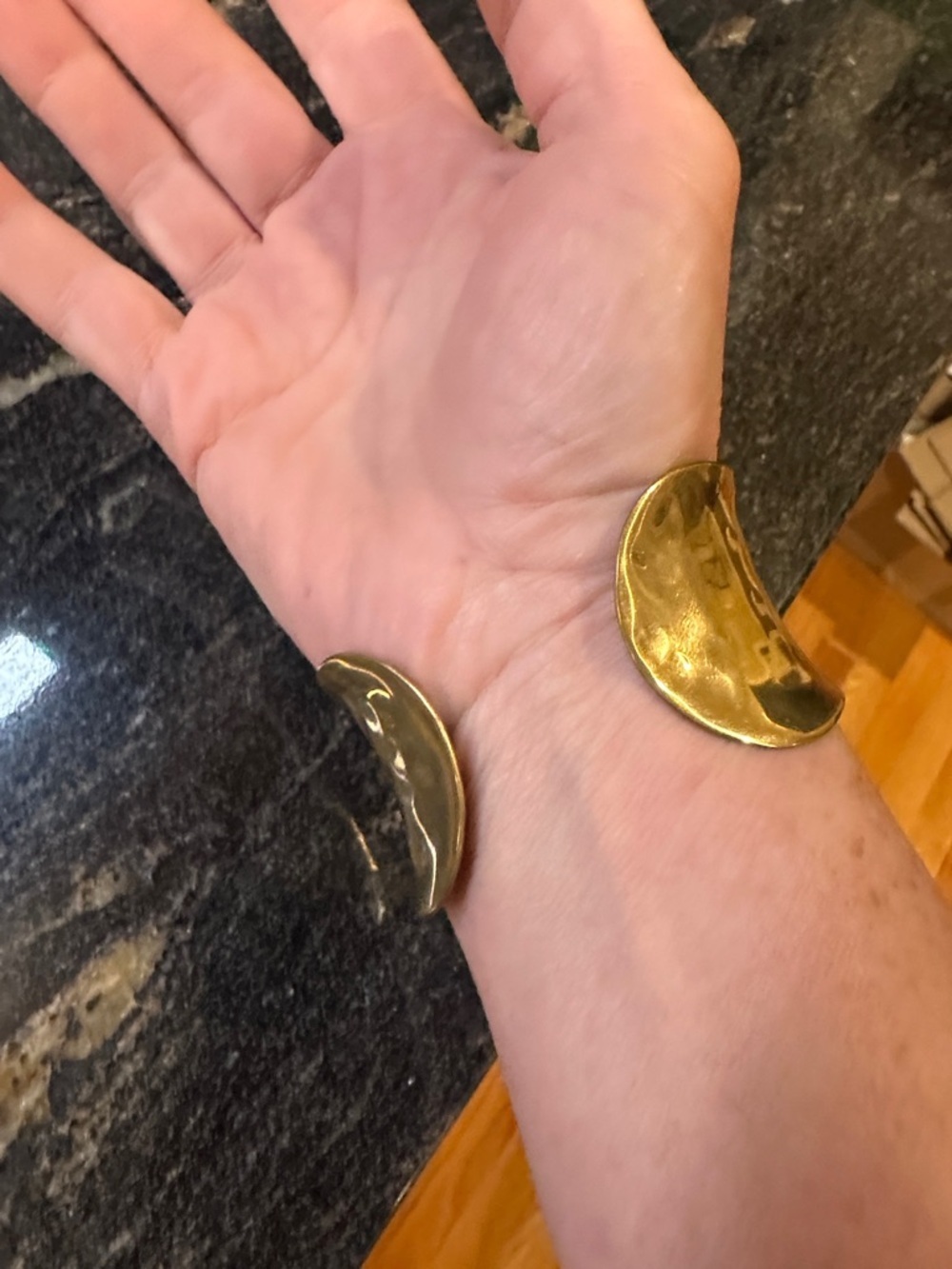 ZAD Hammered Gold-Tone Open Cuff Bracelet - Picture 4 of 5